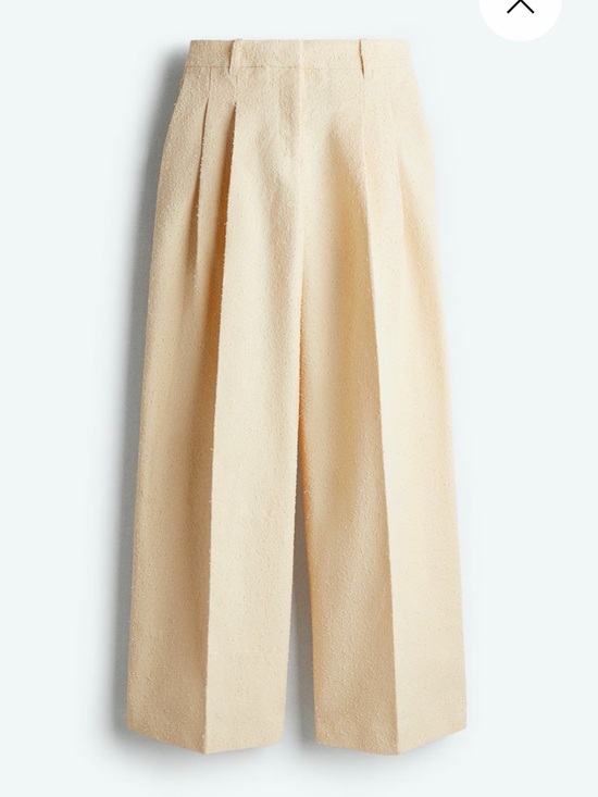 H&M Pants - H&M Wide-Leg High-Waist Pleated Pants in Light Beige